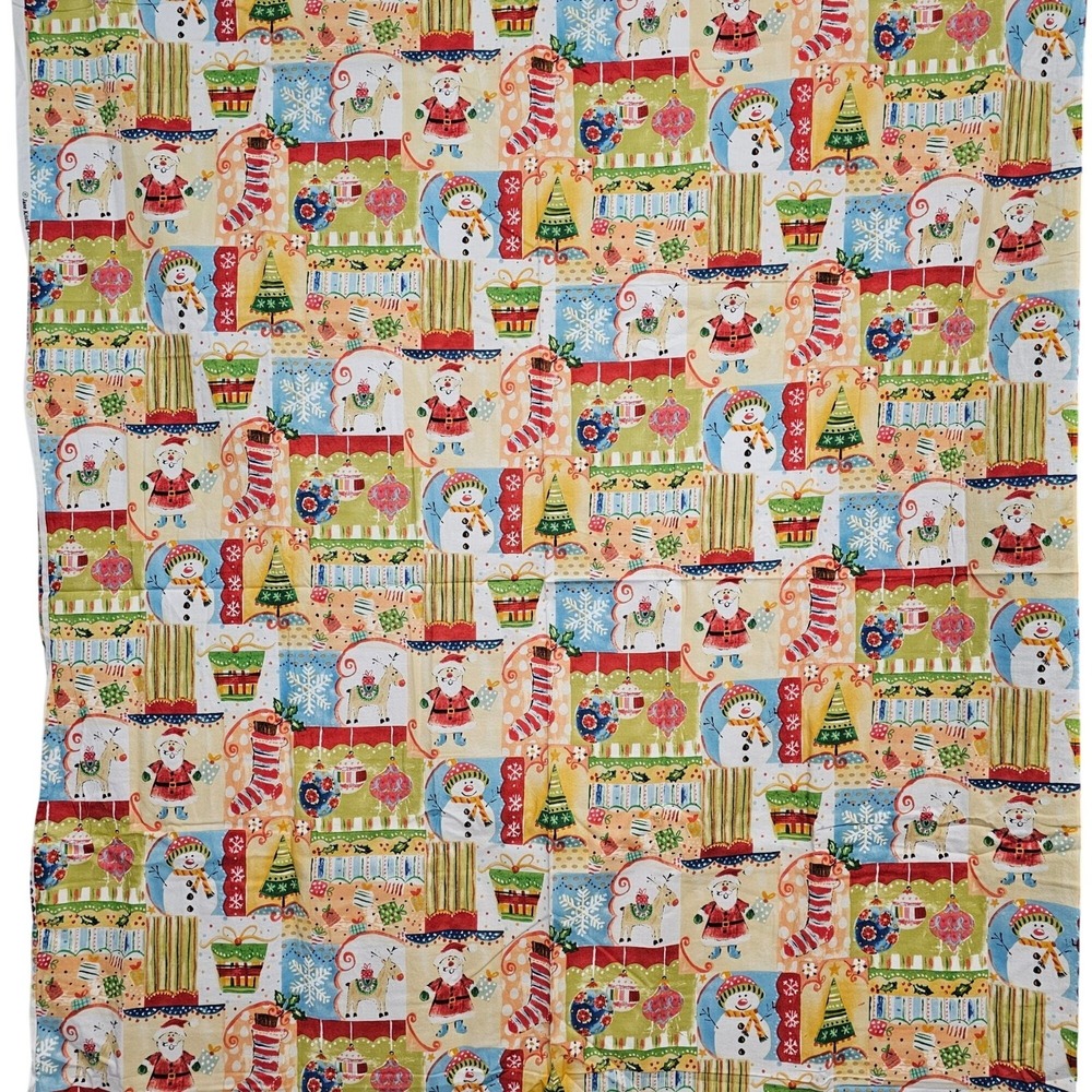 Jane Kitching for Spectrix Christmas Holiday Cotton Fabric 42x58" Santa Snowman - Picture 3 of 15
